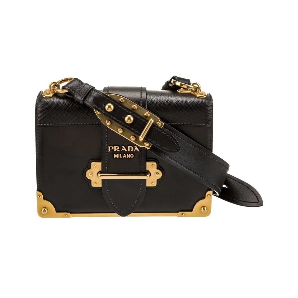 Prada Black and Gold Crossbody Bag with Luxurious Leather